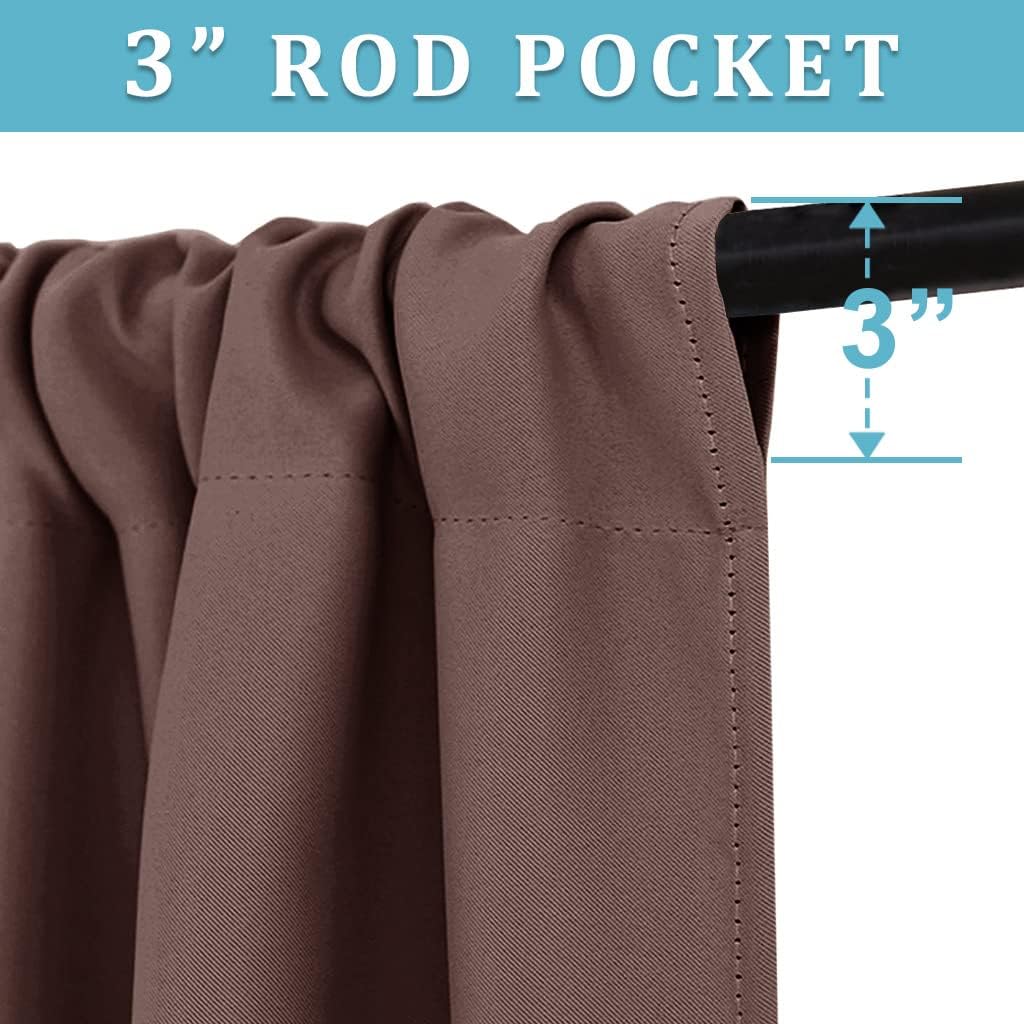 RYB HOME Blackout Curtains for Kitchen, Small Window Curtains Blinds, Thermal Insulating Drapes for Bathroom Cafe Bedroom Small Window, W 29 x L 45 inch, Chocolate Brown, 2 Panels