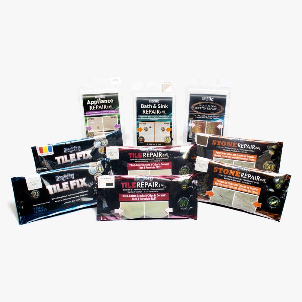 MagicEzy Tile Repair Kit: Porcelain Repair Kit - Ceramic Tile Repair Kit - Mix and Match Colors - Acrylic, Stone, Fiberglass - Wall Touch Up (Terracotta Kit)