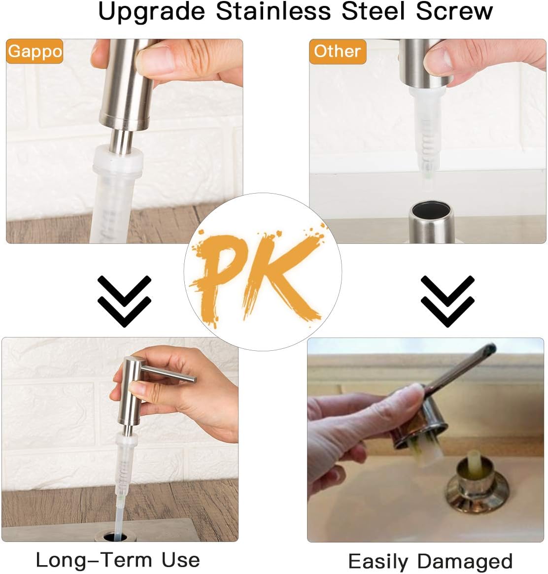 Soap Dispenser for Kitchen Sink Brushed Nickel GAPPO Stainless Steel Countertop Pump Hand Lotion Built in Bottlend Lotion Built in Bottle