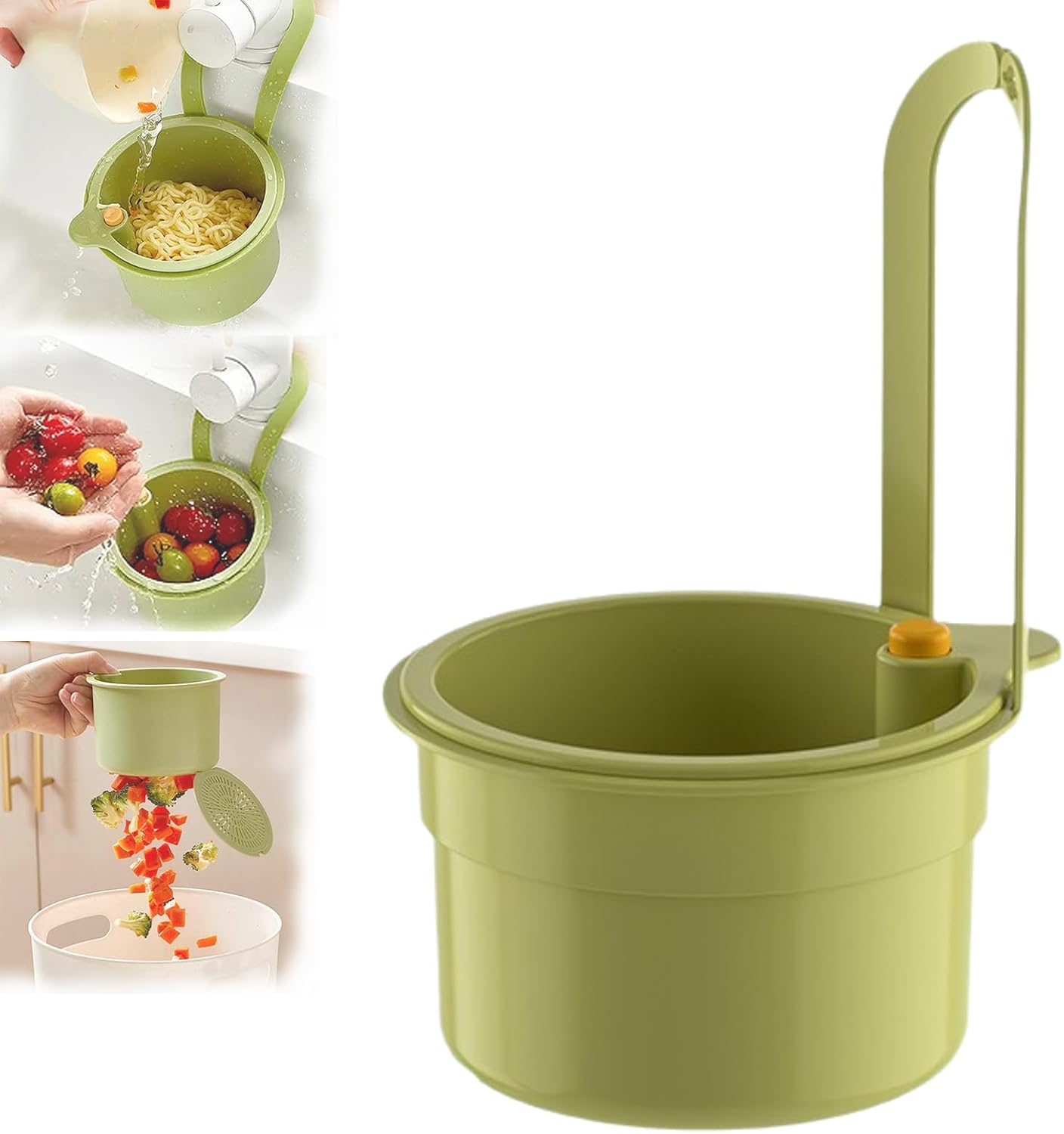 Faucet Hanging Strainer Kitchen Sink Food Waste Catcher Drain Basket, Plastic Kitchen Sink Strainer Automatic Dumping Draining Basket, Food Fruit Vegetable Drain Shelf Sink Storage Holder (Green)