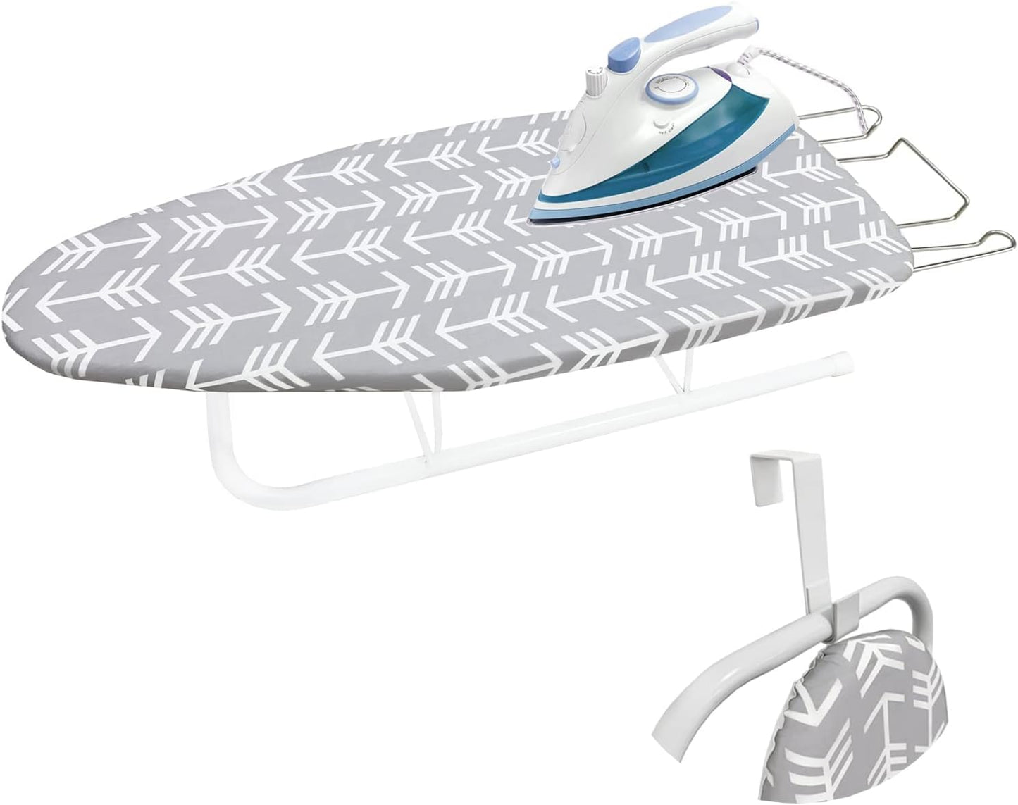 Tabletop Ironing Board with Folding Legs, Portable Small Ironing Board with Extra Thick Heavy Duty Cotton Padding Cover, Space Saving Mini Iron Board for Dorms, Laundry and Craft Room