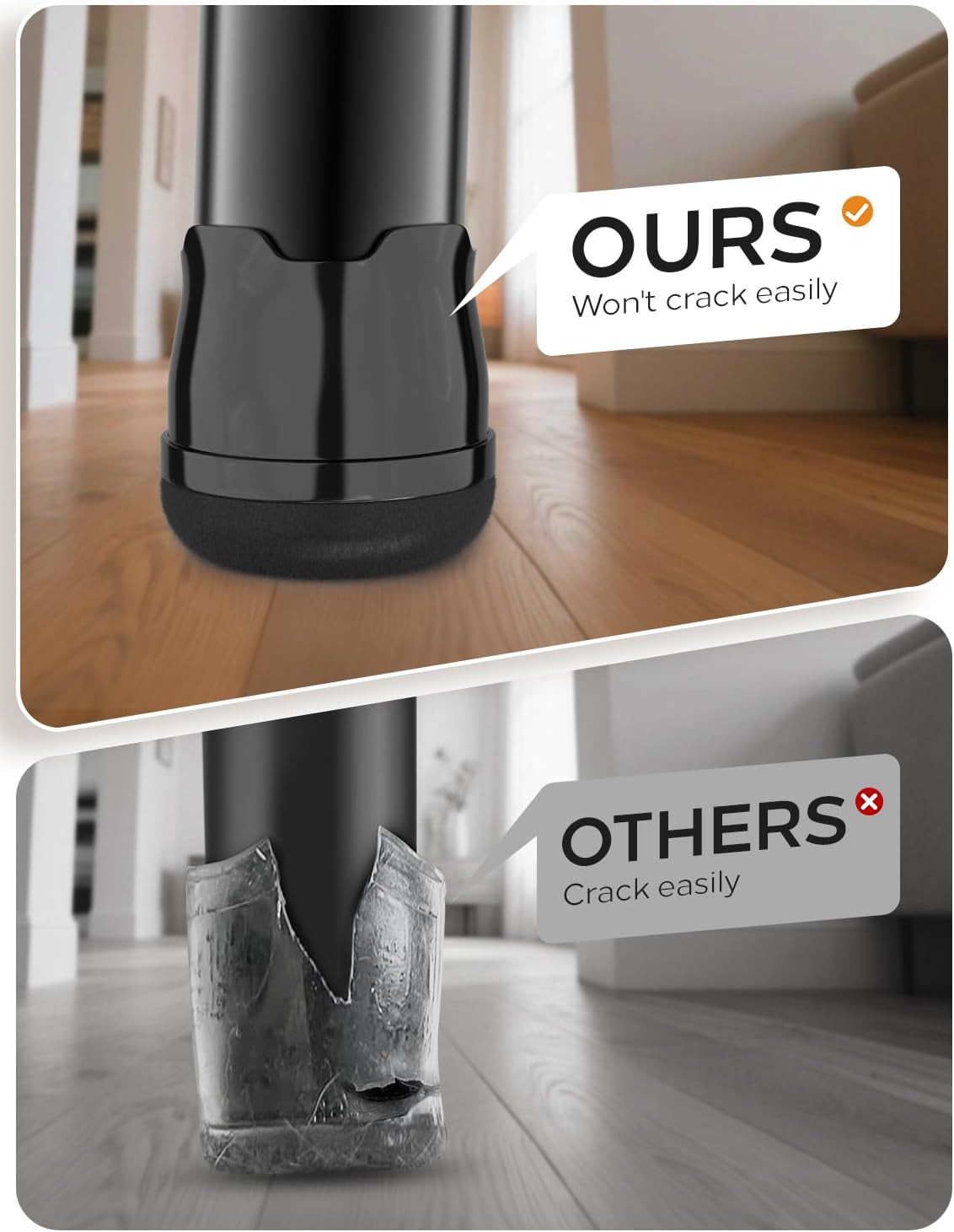 24-Pack Silicone Chair Leg Floor Protectors for Hardwood Floors -Felt Furniture Pads, Rubber Chair Leg Covers/Caps - Noise Reducing & Scratch-Proof - Round XS (Fits 9/16"-13/16" / 15-20mm), Black