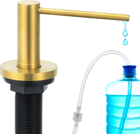 Gappo Soap Dispenser for Kitchen Sink Champagne Gold, Stainless Steel Countertop Pump, Built in Sink Soap Dispenser with 47" Extension Tube kit