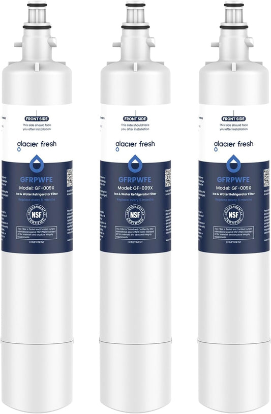 GLACIER FRESH Replacement for RPWFE, RPWF (Built-in CHIP) Refrigerator Water Filter, Compatible with GFE28GYNFS, GFE28GELDS, PFE28KELDS, PFE28KYNFS, GFD28GELDS, PWE23KELDS, PWE23KMKES, 3 Pack