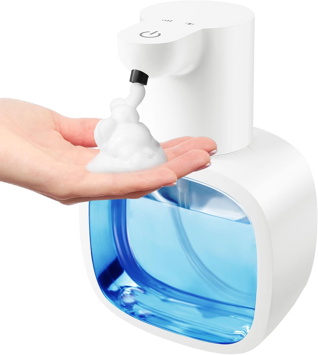 Automatic Foaming Soap Dispenser with 500ml/17oz Capacity, Touchless Soap Dispenser with 4 Level Adjustable, Rechargeable, Wall-Mounted, Waterproof for Kitchen, Bathroom, Hotel, Restaurant