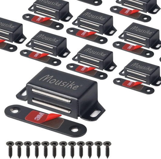 Mousike Cabinet Magnets 30lb Black Door Magnets with Strong Magnetic for Kitchen Cupboard Wardrobe Closet Cabinet Door Drawer Latch 8 Pack