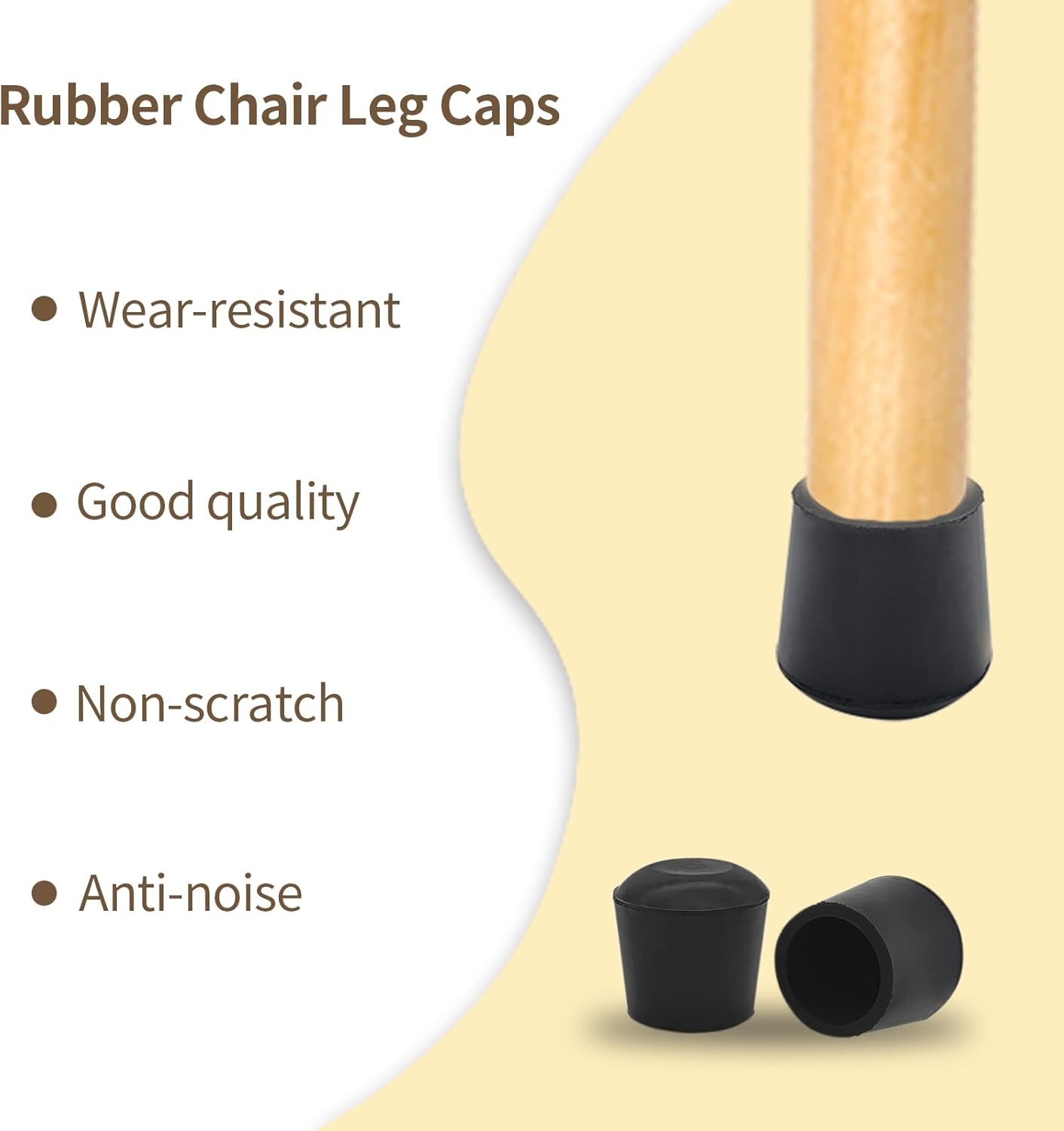 Flyshop Furniture Table Covers Non-Slip Durable Rubber Leg Tips Chair Leg Caps Floor Protectors Round Black 4PCS Size 28 mm, 1-1/8"