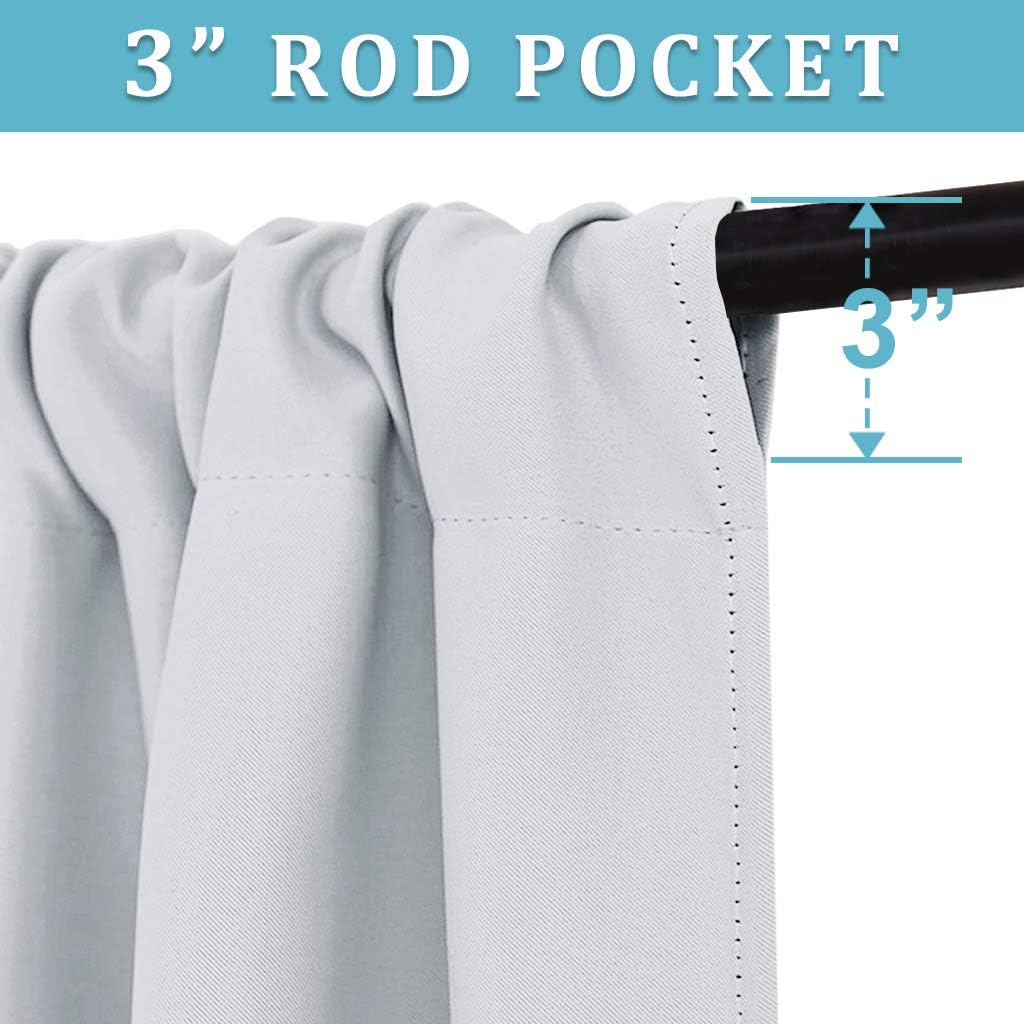 RYB HOME Curtains for Bedroom 72 inches Long, Blackout Thermal Insulating Window Treatment Drapes for Living Room Bathroom Basement Laundry Classroom, W 34 x L 72, Greyish White, 2 Panels