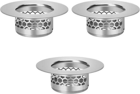 Bathroom Sink Strainer, Bathtub Lavatory Sink Drain Strainer Hair Catcher for Laundry, Mop Pool, Utility, Slop, RV Sink, Stainless Steel Drain Filter。Fit Hole Size from 1.25" ，3 Pack (1.1”)