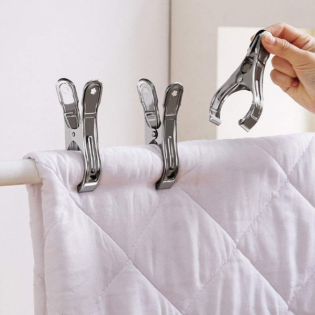 Large Heavy Duty Metal Clothespins 6 Packs Stainless Steel Clothespin,Big Beach Chair Towel Clips,Clamp for Quilt,Outdoor Light Clips