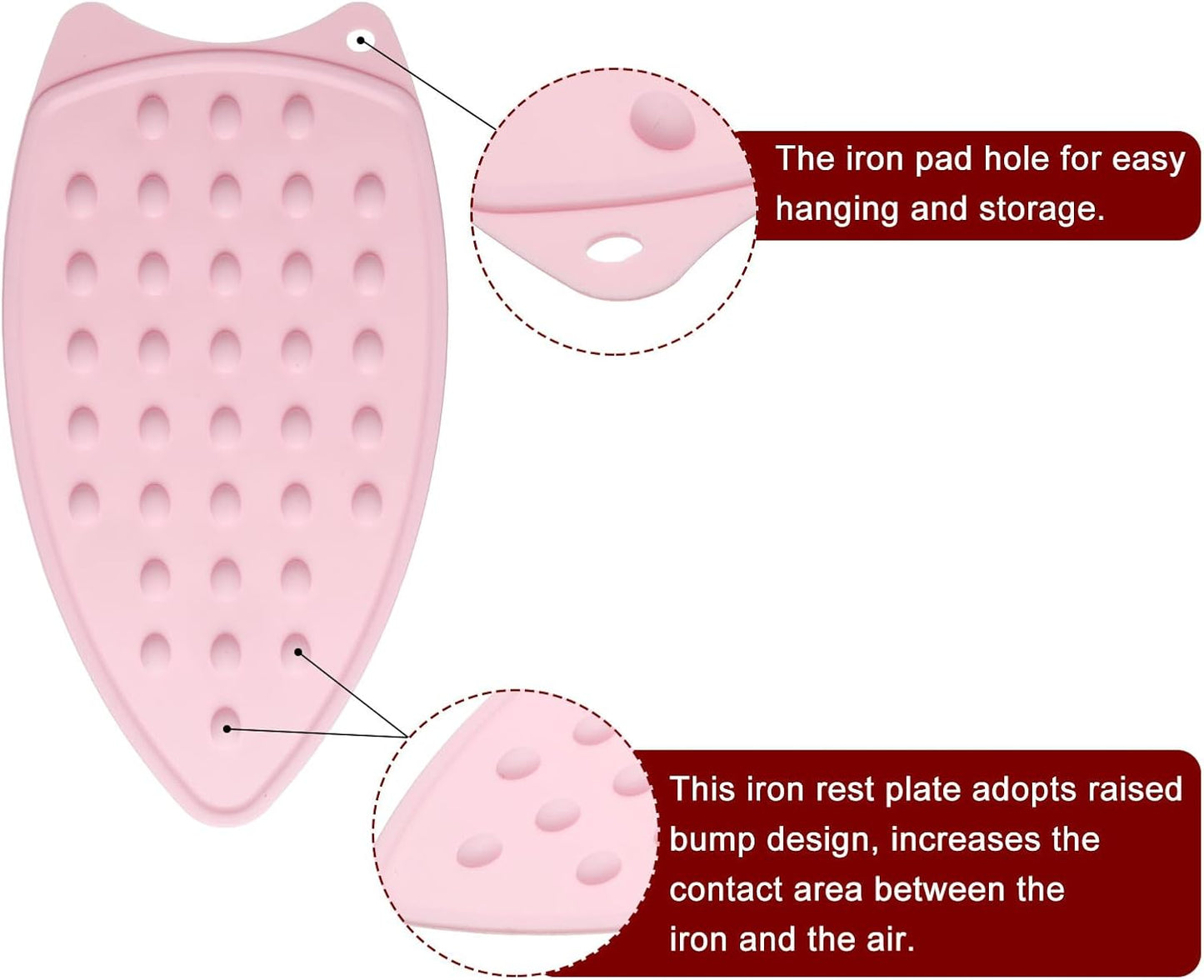 HARFINGTON Silicone Iron Rest Pad, Multipurpose Iron Hot Resistant Mat Iron Rest Plate for Ironing Board Hot Heat Resistant Steam Compact Mat, Pale Pink