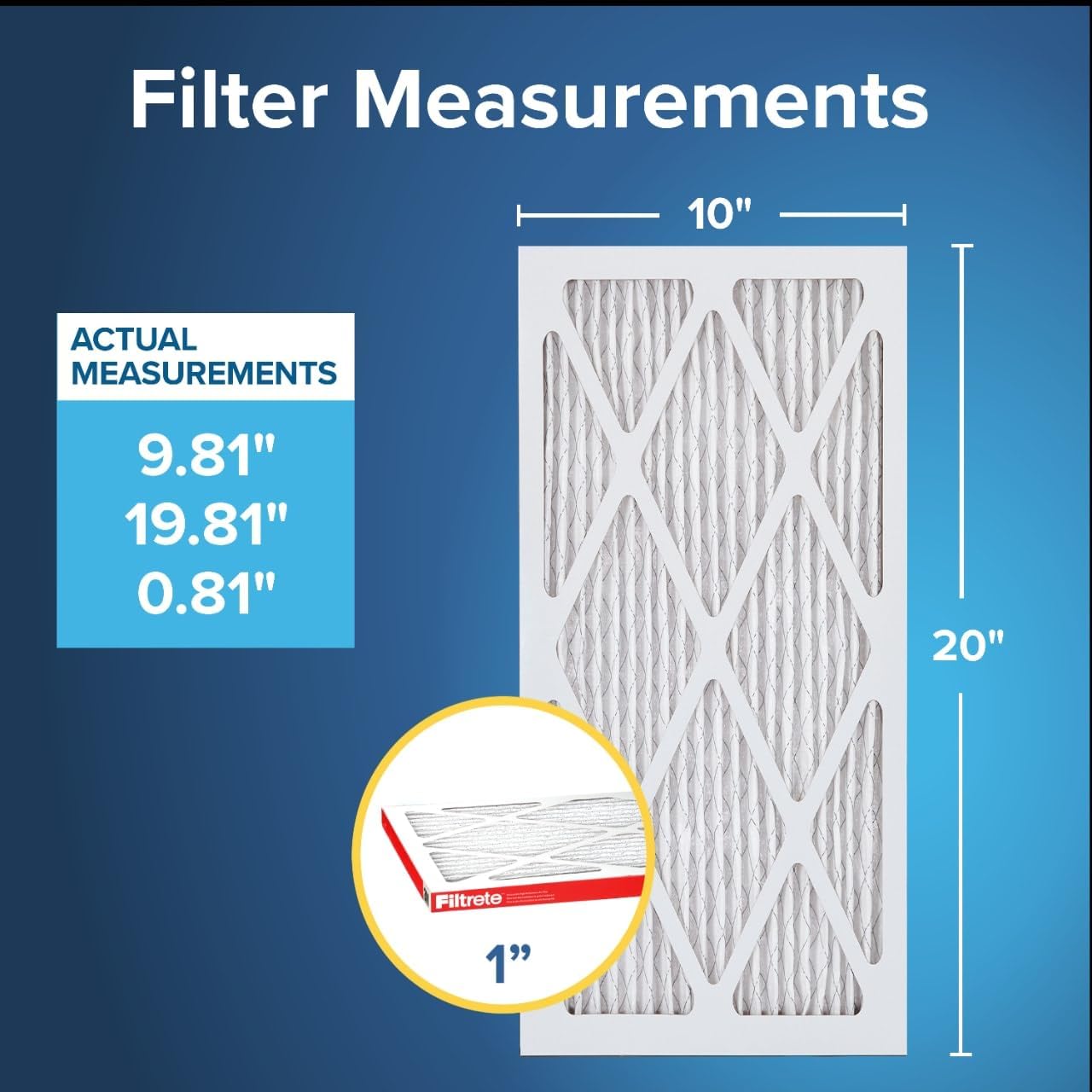 Filtrete 10x20x1 AC Furnace Air Filter, MERV 11, MPR 1000, Micro Allergen Defense, 3-Month Pleated 1-Inch Electrostatic Air Cleaning Filter, 4 Pack (Actual Size 9.81x19.81x0.81 in)