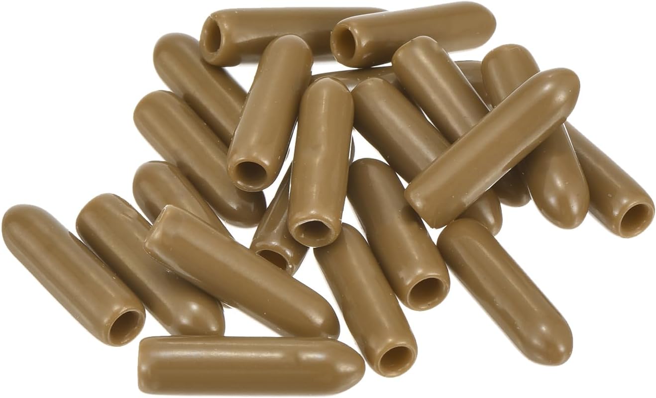 uxcell 20pcs Rubber End Caps 2.5mm ID Vinyl PVC Round Tube Bolt Cap Cover Screw Thread Protectors Light Brown