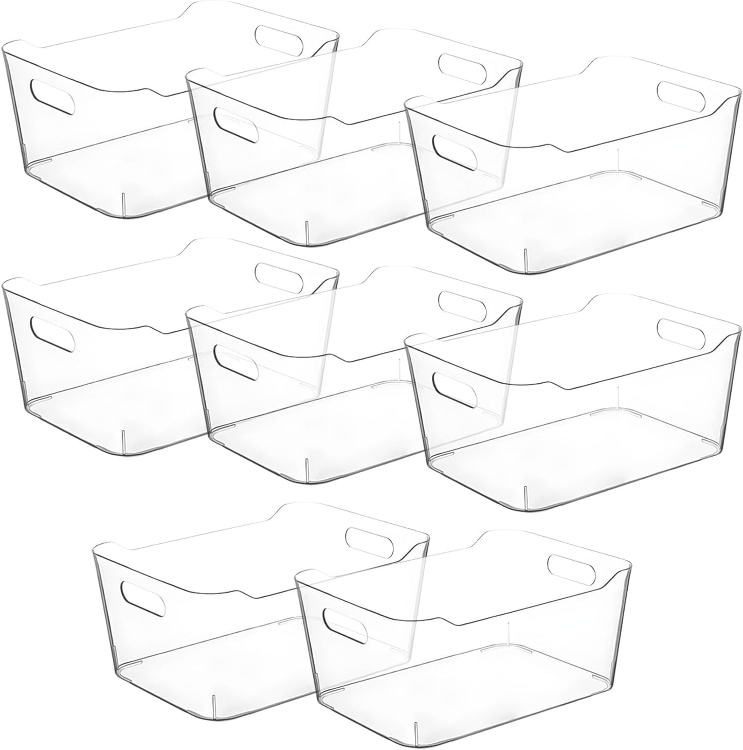 Clear storage organizer bins, Medium Kitchen Cabinet Organizers and Storage Baskets Pantry Fridge Containers for Organizing Cabinet Organization Perfect for Foods Snacks Chips Vitamin spices