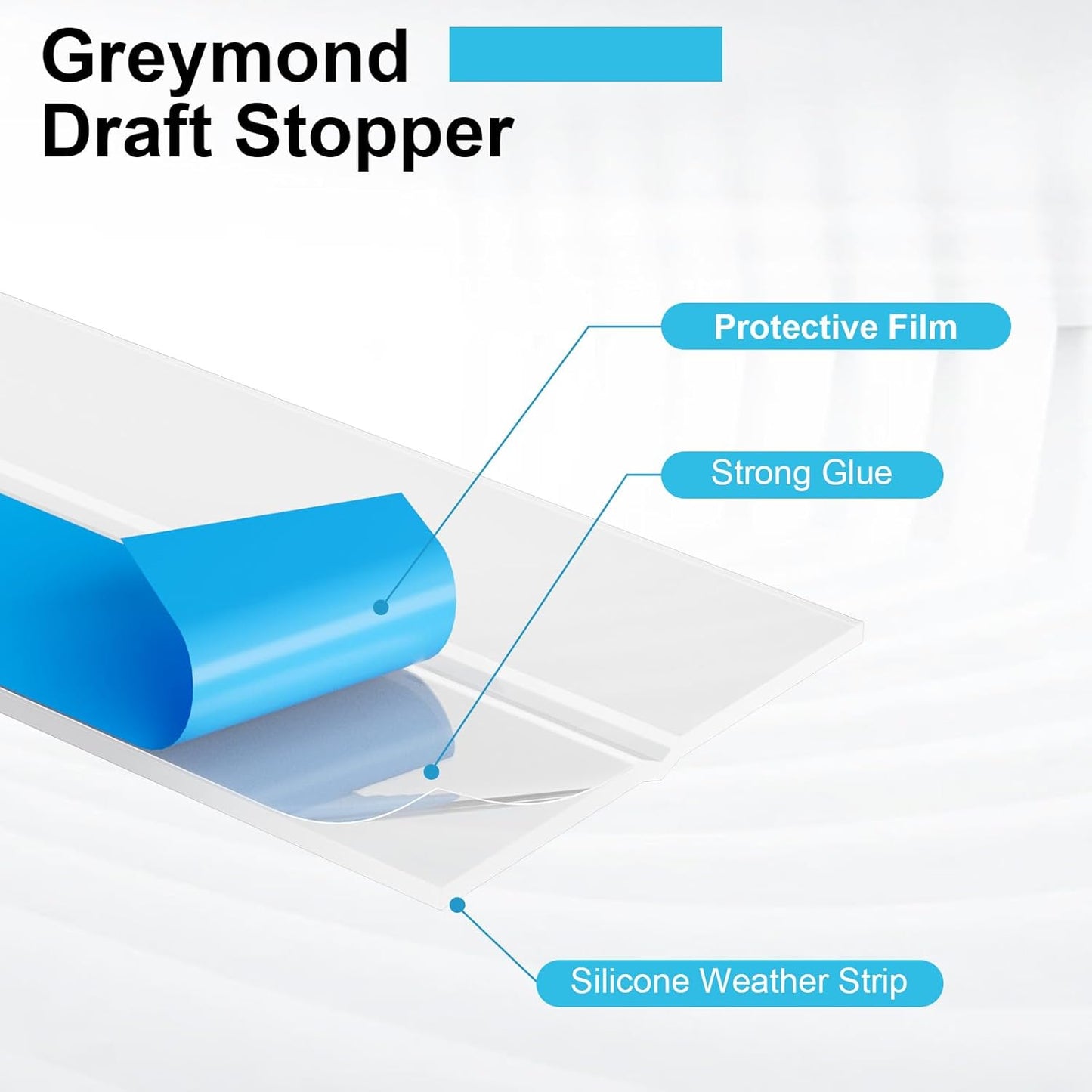 Weather Stripping Door Seal, Silicone Strip for Frame and Gaps Draft Stopper,Glass Shower Door Sweep, Clear, 20 Feet x 2 Inch