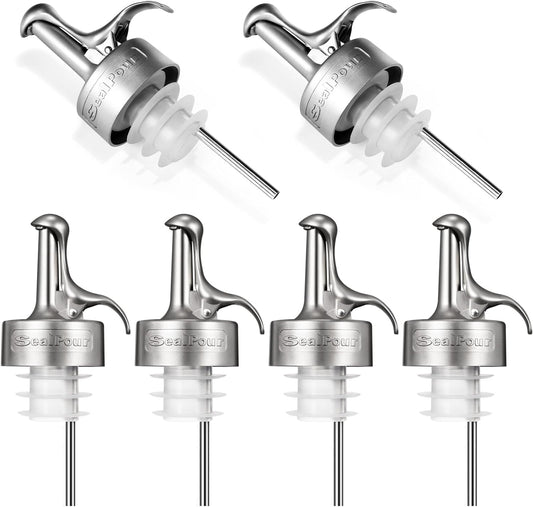 Olive Oil Spouts, Stainless Steel Pour Spout, Olive Oil Pour Spout for Dispenser, Pour Bottle Spouts, Suitable for Beverage,Vinegar and Sauce for Home Kitchen -6PCS