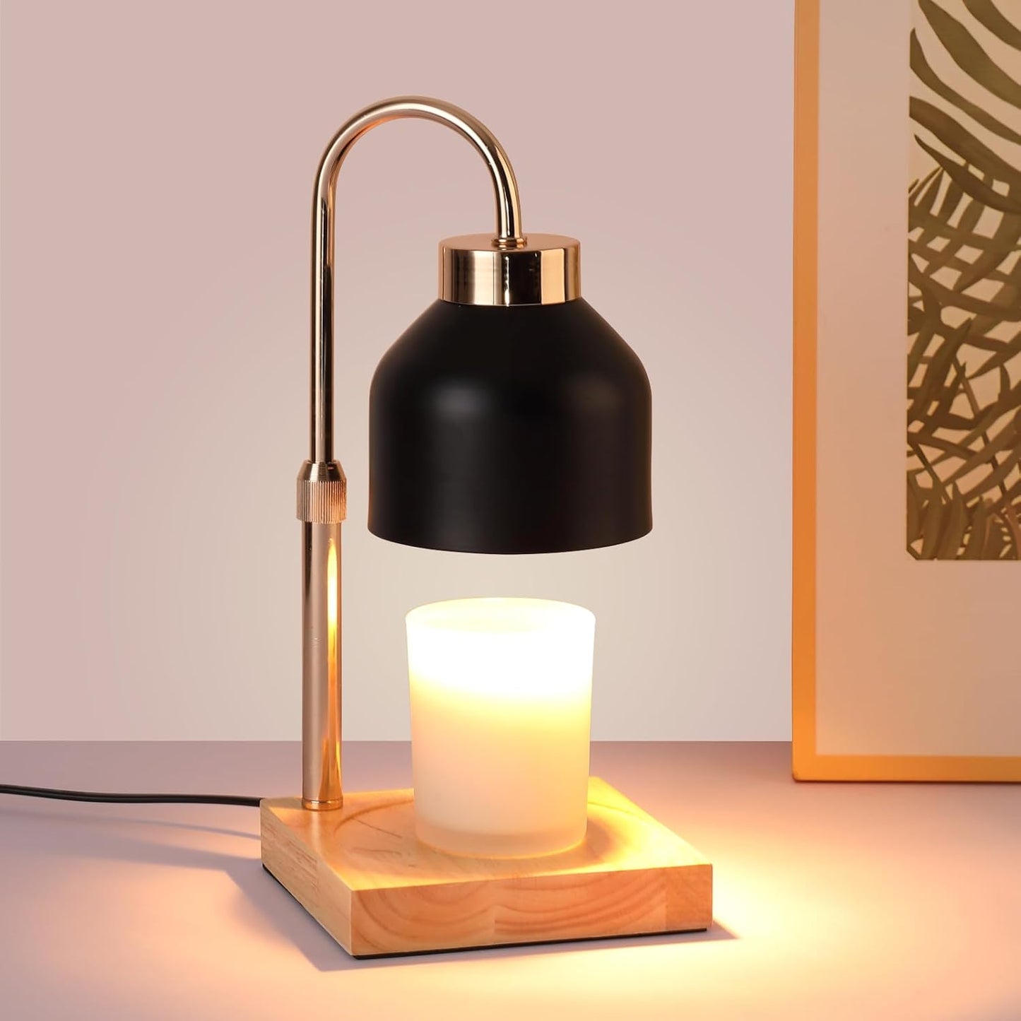 Candle Warmer Lamp, Dimmer, 2/4/8H Timer, Adjustable Height Candle Warmer, Vintage Home Decor, Wax Melts Warmer for Scented Jar Candles with 2 Bulbs