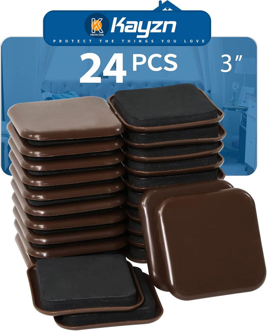 Square Furniture Sliders for Carpet, 24pcs 3 inch Heavy Duty Furniture Moving Pads, Reusable Furniture Movers Sliders - Protect The Carpet Surface, Move Heavy Furniture Easy and Quickly!
