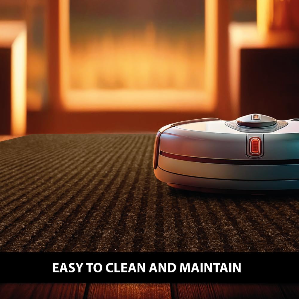 UNIMAT Traffic Guard Door Mat, 3´x 5´, Heavy Duty Waterproof Doormat, Stain and Fade Resistant Welcome Mats, Durable Rubber Backing, Low Pro le Entryway Rug, Shoe and Boot Scraper, Brown