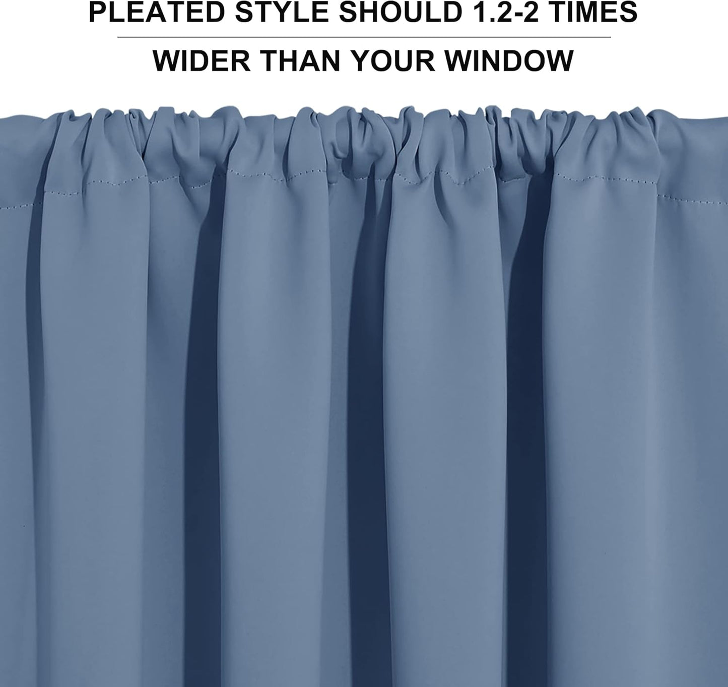 RYB HOME 45 inch Curtains for Kitchen Room Darkening Privacy Mini Curtain for RV Camper Bathroom Small Window, Width 34 x Length 45 inch, 2 Panels Set, Stone Blue