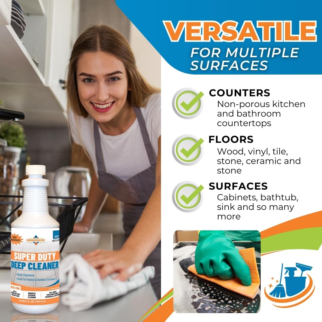 Multi-Surface Cleaning With Grout Paint Pen White - Deep Clean, Restore and Maintain with this Bundle-Bathroom Walls, Kitchen Tile & Shower Grout & Floor Cleaning - 1 Quart