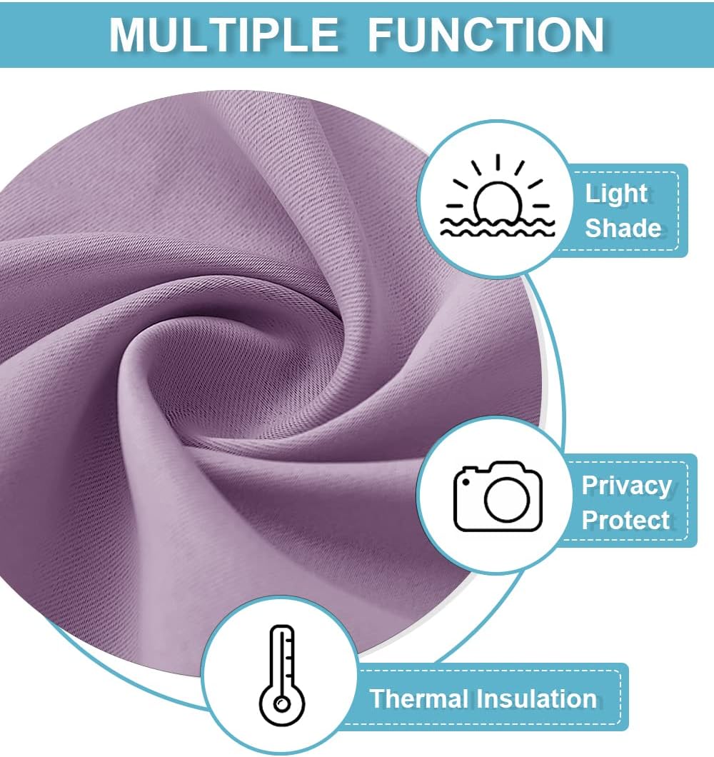 RYB HOME Blackout Curtains for Bedroom Thermal Insulated Window Drapes for Living Room, 2 Panels Set, W 42 x L 54 inch, Lilac