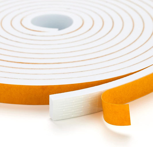 32 Feet Weather Stripping Door Seal, 1/2" Wide X 1/8" Thick Door Seal Strip High Density Foam Tape Adhesive Strip for Door Soundproofing,Window Insulation (1/2" x 1/8" x 32FT,White)
