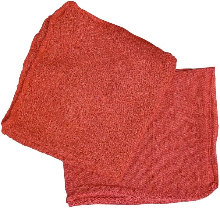 Shop Towels (Red, 25-Pack) - Bulk Cleaning Towel in a Bag, Mechanic Cotton Wipes for Car Maintenance, Auto Mechanics & Garage, Wipe Grease & Oil, Machine Wash & Reusable