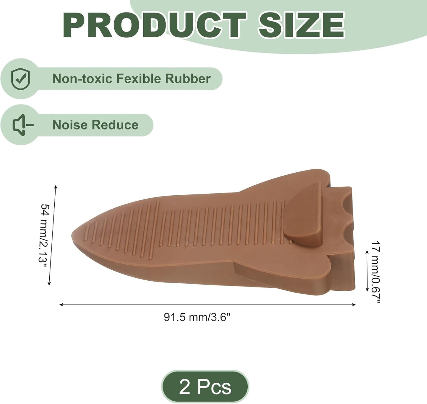 uxcell 2 Pcs Door Stoppers for Bottom of Door, Rubber Stackable Door Stopper Wedge Anti-Slip, 2.13 Inch, Coffee