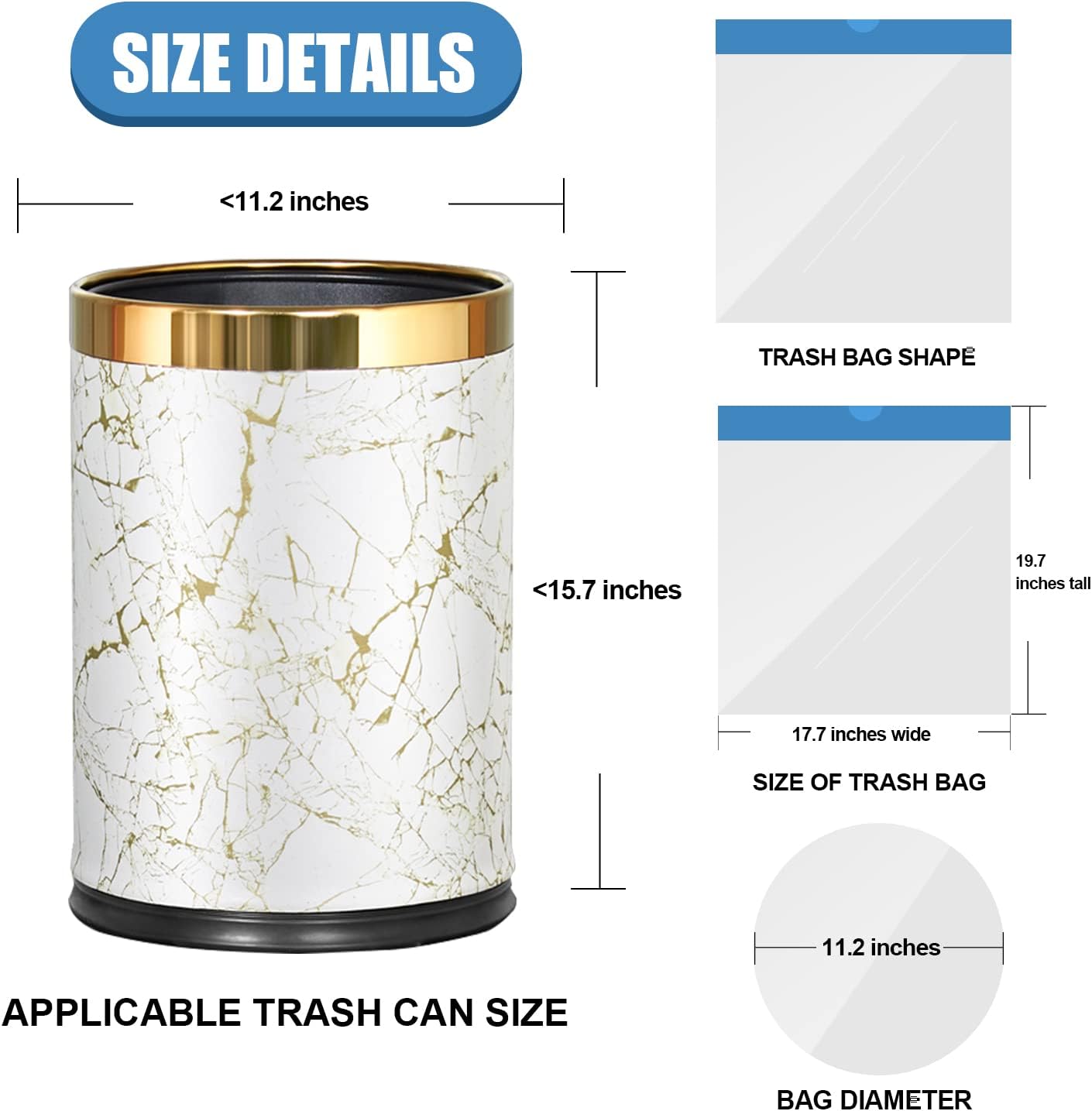 FORID Small Drawstring Trash Bags - 4 Gallon Plastic Garbage Bags White Unscented Can Liners 60 Count Strong Wastebasket Bags for Bathroom Office Home Kitchen Bedroom Travel 15 Liter - Durable & Thick