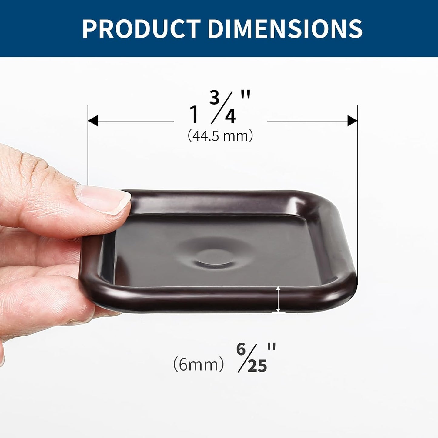 Ezprotekt 1 3/4" Square Non Slip Furniture Pads with Drip Glue Non-Woven Fabric Bottom, 16 Pcs Anti Skid Furniture Coasters Cups Floor Protectors for Bed, Sofa, Table, Chair, Cabinet, Brown/Black