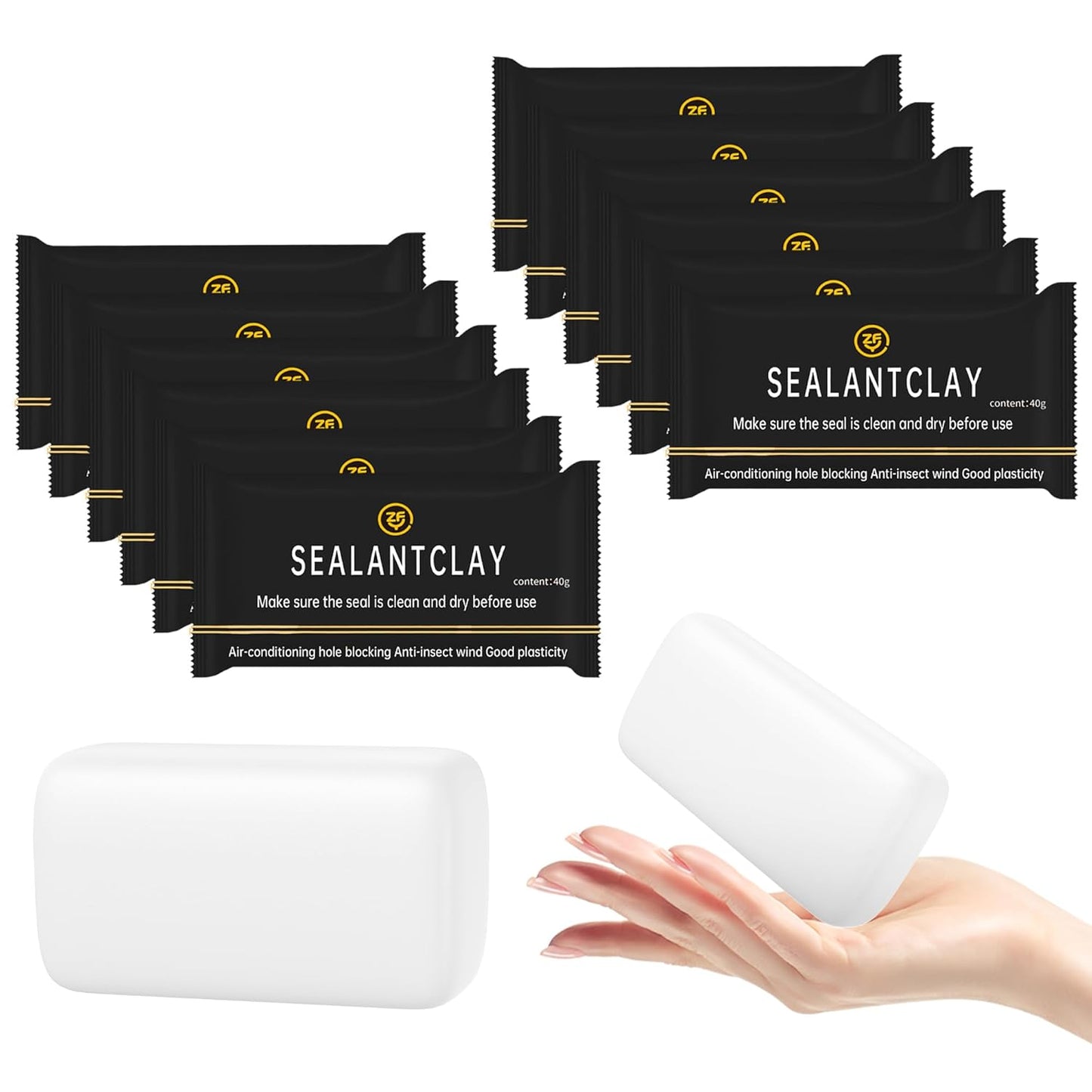 12Pack Quick Repair Mud and Waterproof White Sealing Putty - Pipe Sealing Repair Sealing Clay, Ideal for Air Conditioning Gaps, Wall Holes and Drain Connections