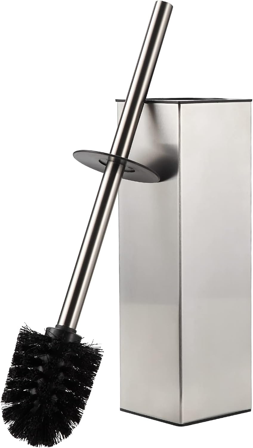BGL Toilet Brush Holder Freestanding,Brushed Nickel,304 Stainless Steel,SUS304 Toilet Bowl Brush and Holder for Bathroom - Space Saving,Sturdy,Deep Cleaning,Covered Brush