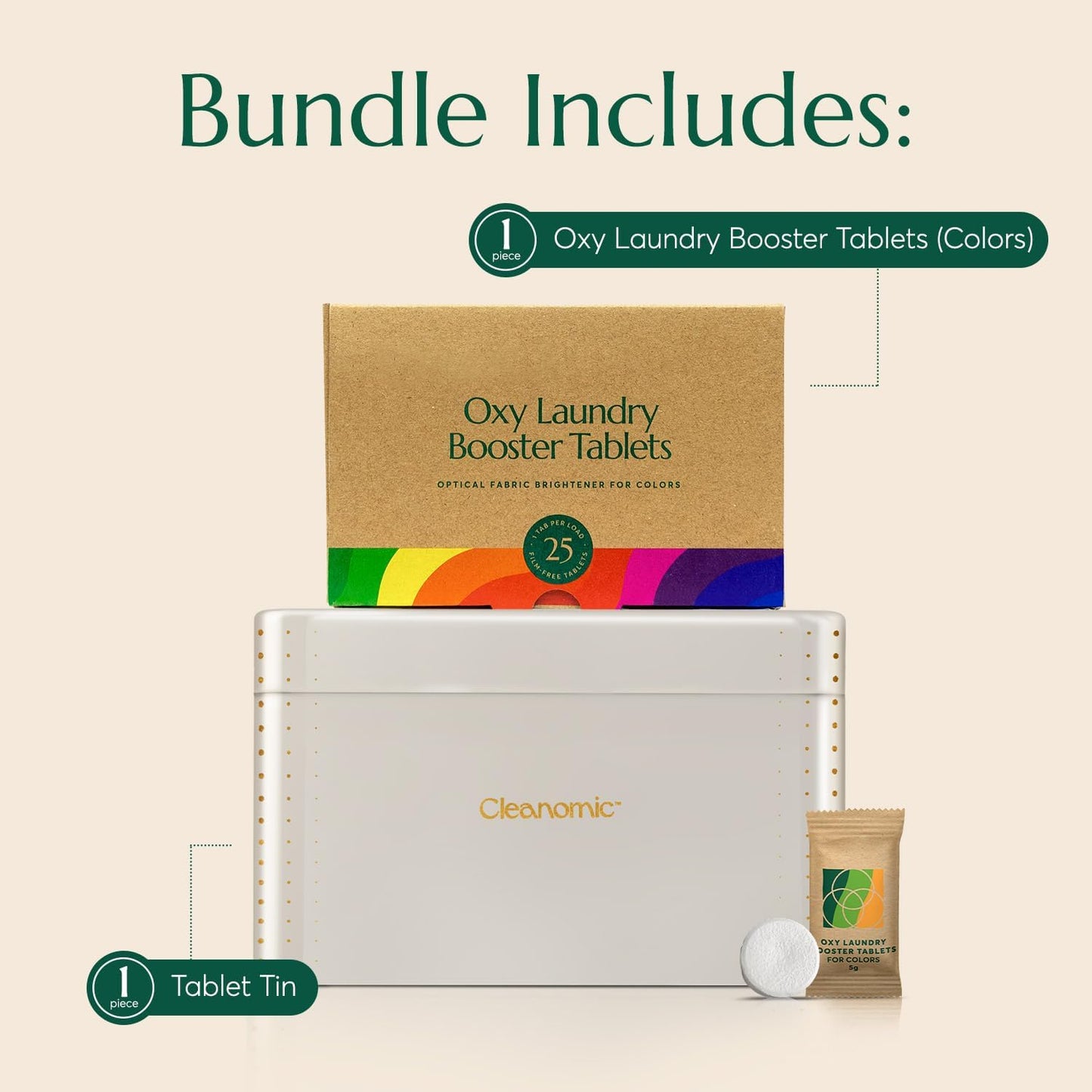 Cleanomic Oxy Booster Tablets (Colors) and Tablet Tin Bundle