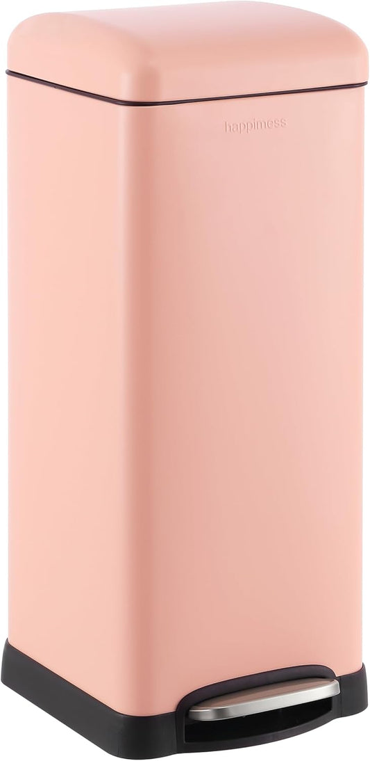 happimess HPM1007J Betty Retro 8-Gallon Step-Open Trash Can, Fingerprint Resistant, Modern, Minimalistic for Home, Kitchen, Laundry Room, Office, Bedroom, Bathroom, Flamingo Pink