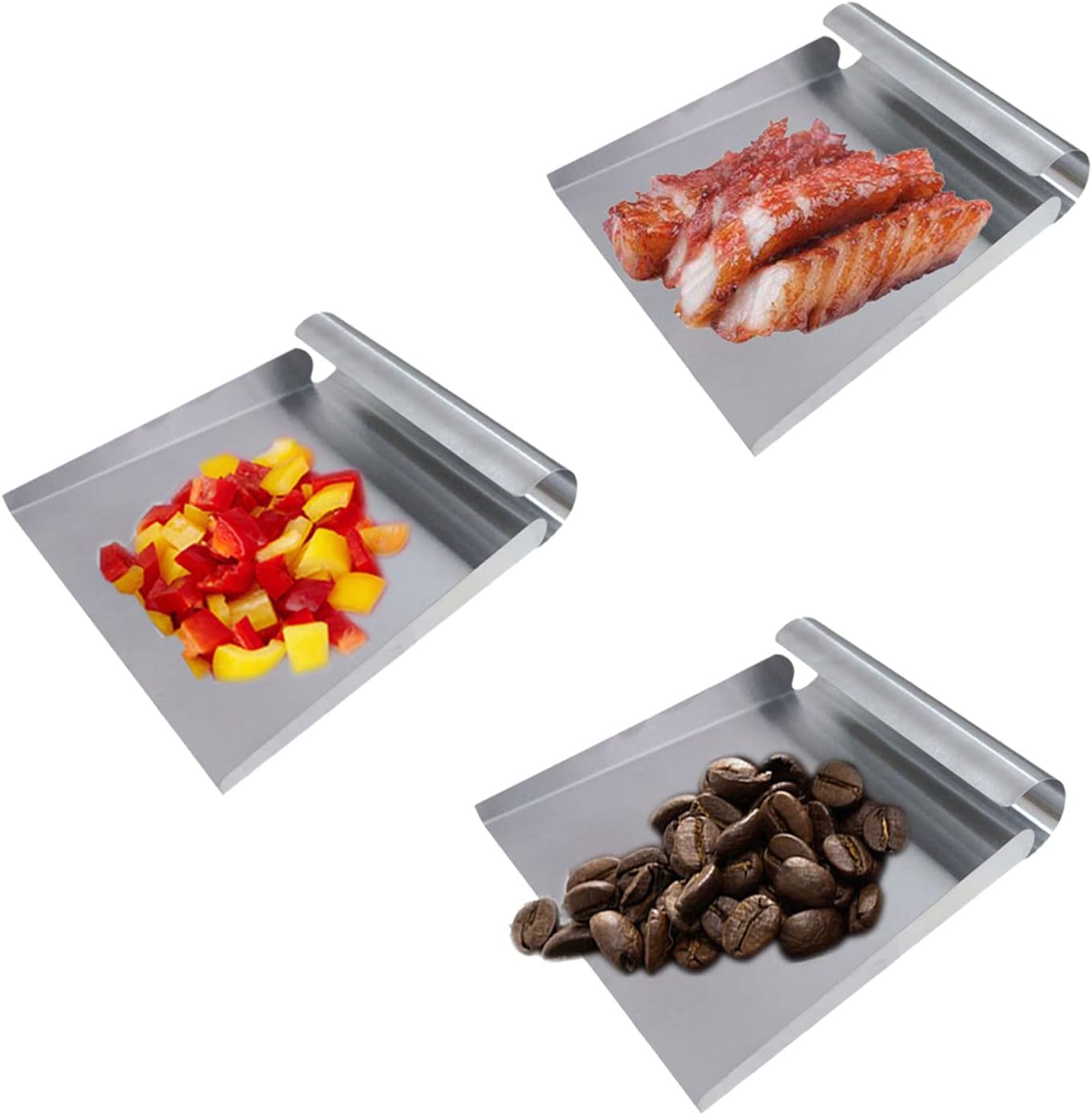 Stainless Steel Food Scooper, Food Mover, Food shovel Spatula, Cutting-board Scraper, Bench Scrape, Dough Cutter Tool, with Flat Bottom - for Cutting-board, Griddle, Containers, Serving (5.9")