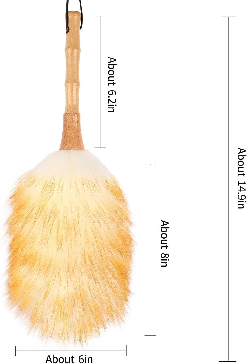 Feather Duster, Lambswool Duster for Cleaning,with Solid Wooden Handle,Leather Hang Strap,Anti-Static 14.9 inch Washable Reusable Small Hand Duster(Natural) for Office, Home and Car