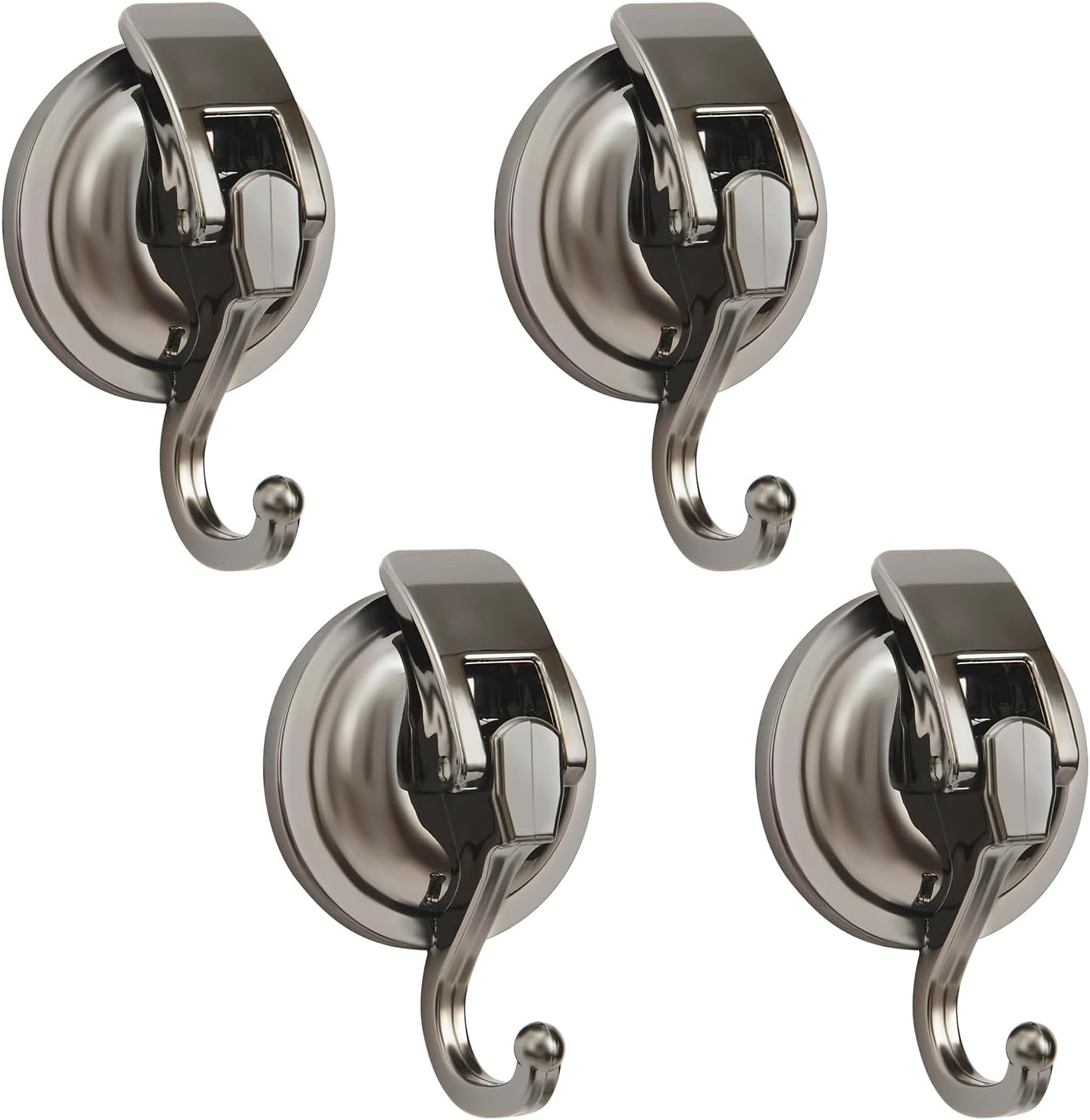 Suction Cup Hooks for Shower, 4 Pack, Bathroom, Kitchen, Glass Door, Mirror, Tile – Loofah, Towel, Coat, Bath Robe Hook Holder for Hanging – Waterproof Wreath Hanger