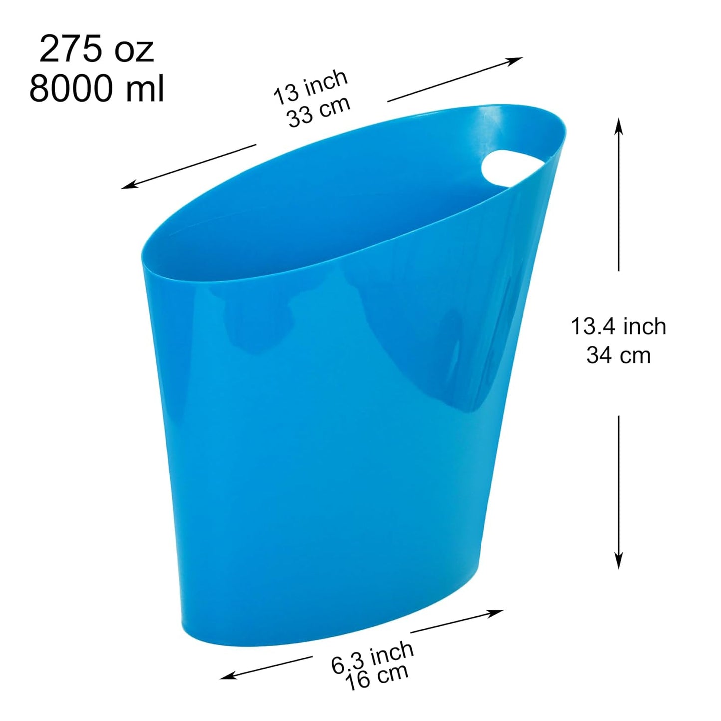 Youngever 2 Gallon Slim Trash Can, Plastic Garbage Container Bin, Small Trash Bin with Handles for Home Office, Living Room, Study Room, Kitchen, Bathroom (2 Pack) (Teal)