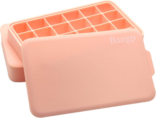 Bangp Premium Ice Cube Trays 2 Pack,Easy-Release Silicone Ice Cube Tray,24 Ice Cube Trays for Freezer With Lid,Ice Trays for Freezer, Stackable & BPA Free,for Chilled Food,Whiskey,Cocktail,Drinks