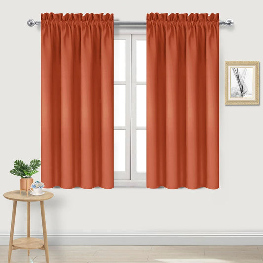 DWCN Blackout Curtains Thermal Insulated, Energy Saving & Noise Reducing Bedroom and Living Room Curtains, Burnt Ochre, W 38x L 54 Inch, Set of 2 Rod Pocket Curtain Panels
