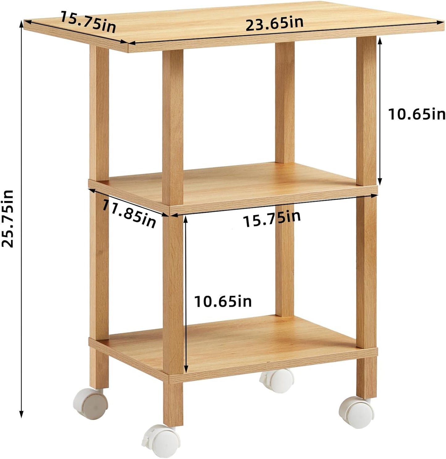 Lerliuo 3 Tier Printer Stand with Storage, Printer Table for Home Office, Wooden Rolling Printer Cart Shelf with Lockable Wheels fit Fax Machine, Scanner(Natural)
