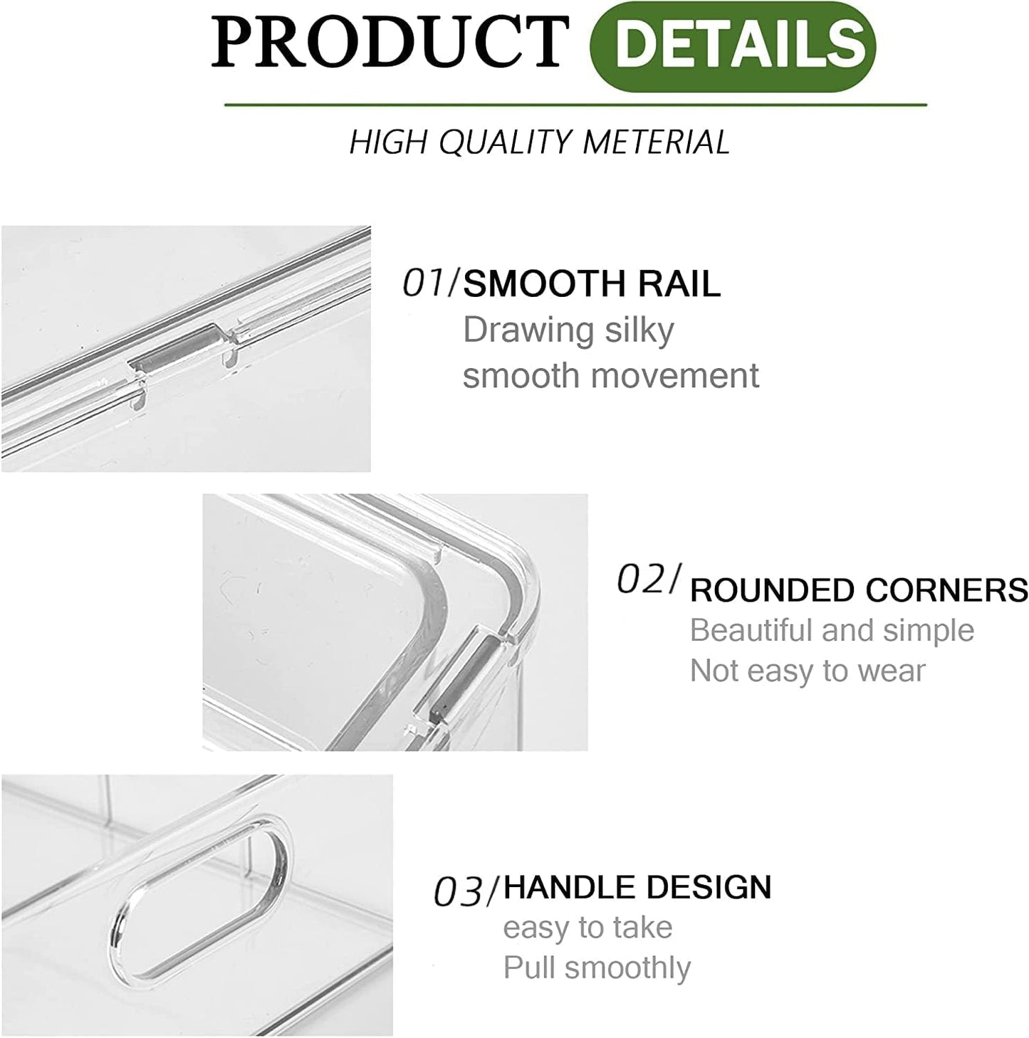 bealy 3 Pack Fridge Organizer and Storage,Clear Storge Bins with Pull-out Drawer, Fridge Drawers Clear Stackable Storage Bins Containers for Freezer, Refrigerator, Pantry, Kitchen