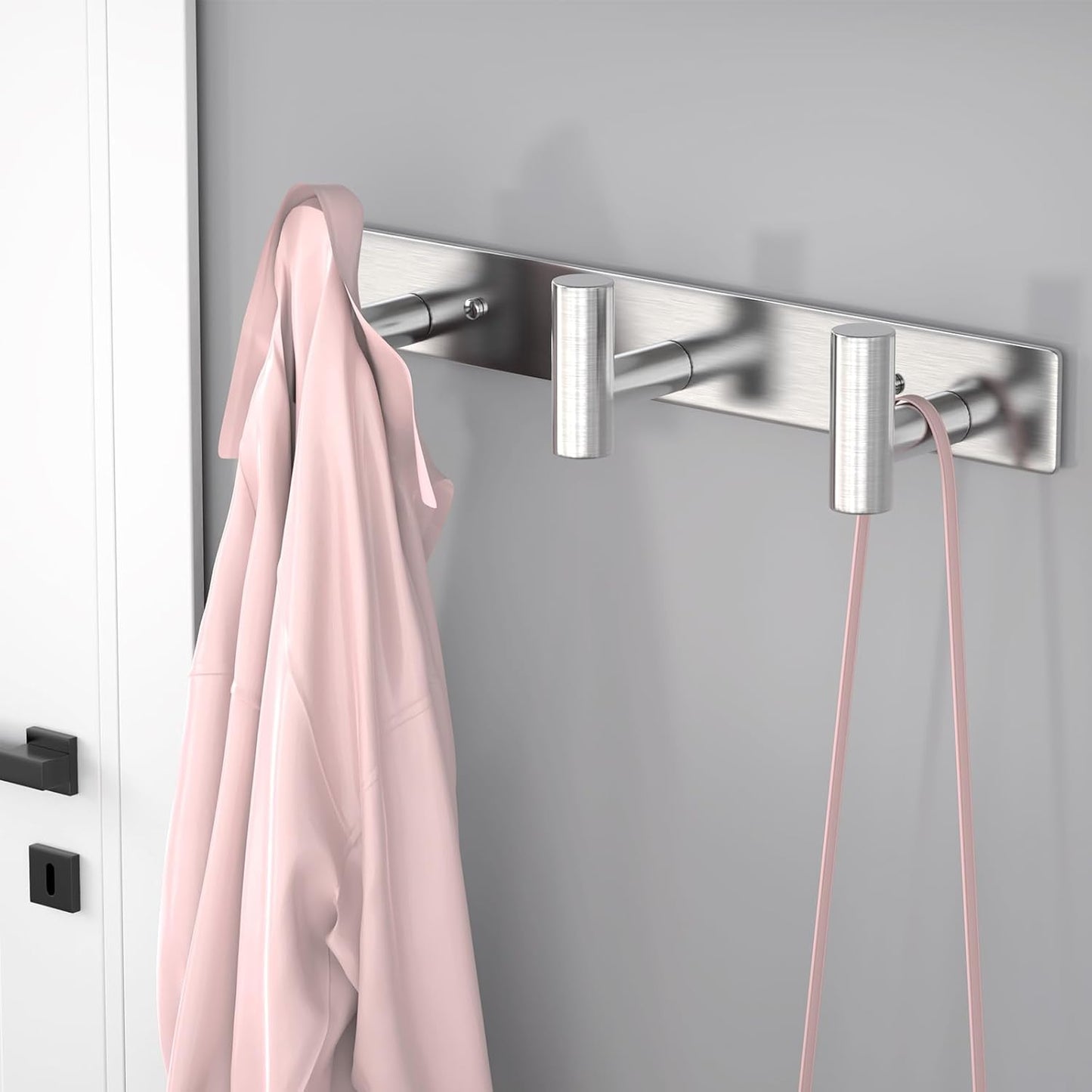 VAEHOLD Silvery Hat and Coat Wall Mount Rack - 3 Hooks for Robes, Bags, Keys, and Towels - Bathroom Towel Hanger Organizer (1 Pack)
