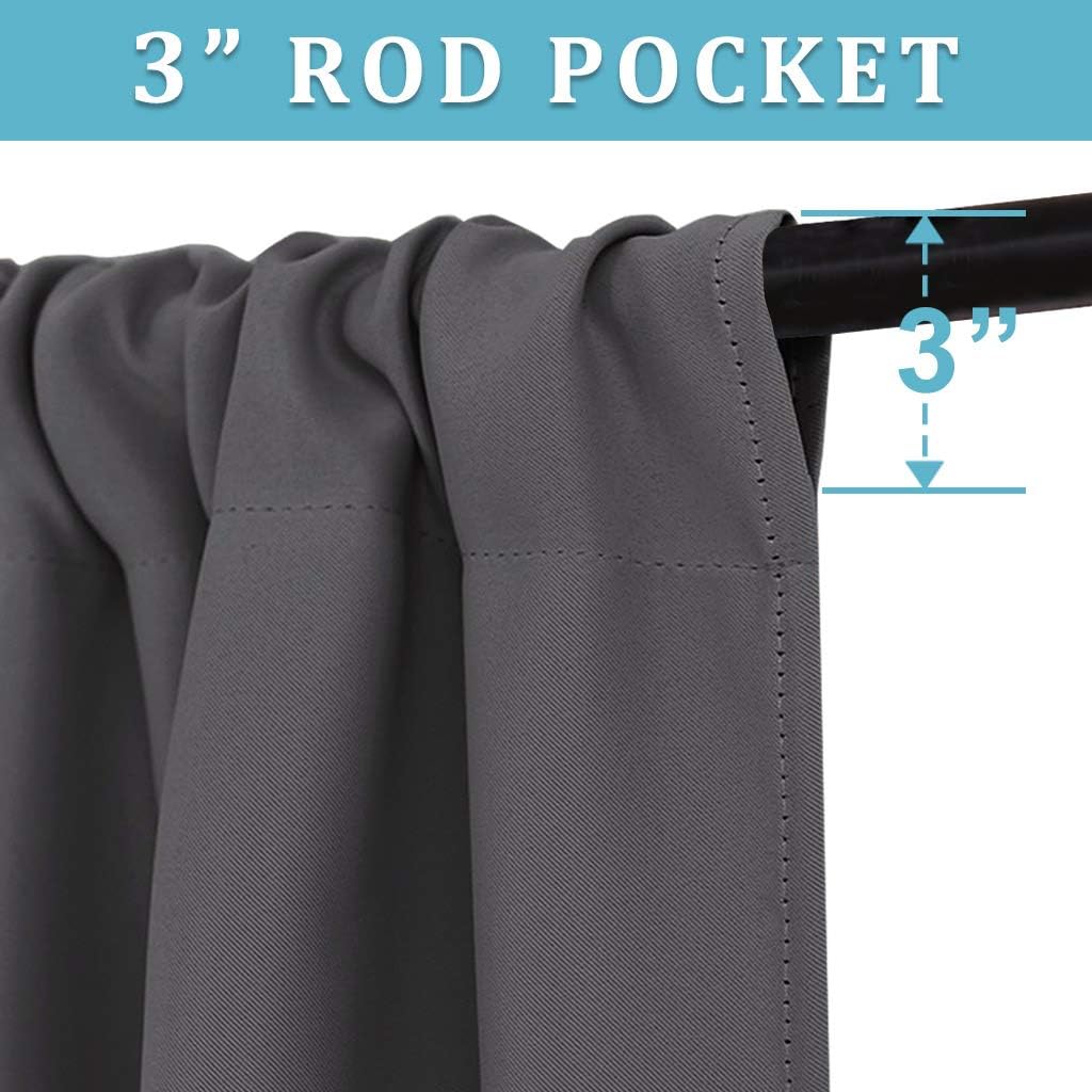 RYB HOME Blackout Curtains for Kitchen, Over Sink Privacy Curtains Window Decor, Thermal Insulating Drapes for Bathroom Cafe Bedroom Small Window, W 42 x L 24 inch, Grey, 2 Panels