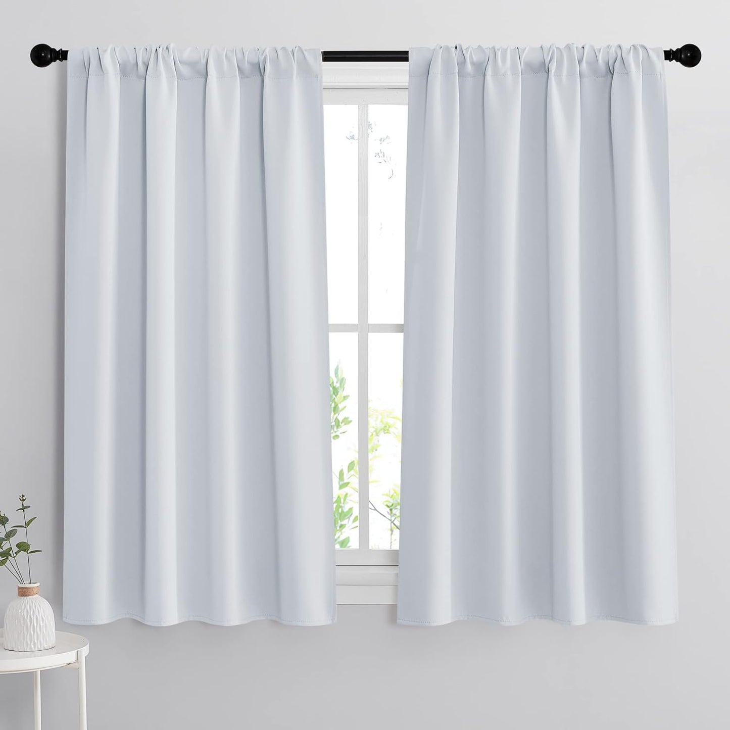RYB HOME Window Curtains Room Darkening Energy Efficient Privacy Protect Drapes for Bedroom Living Room, 42 in Wide by 54 Long, Greyish White, 1 Pair