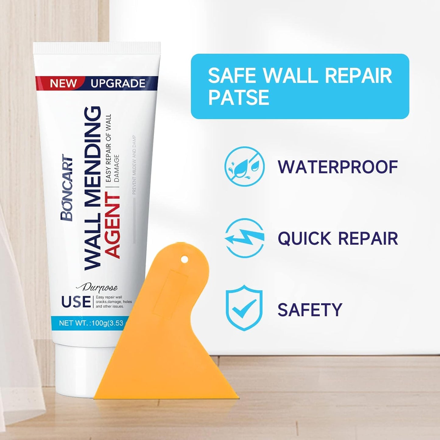 Drywall Repair Kit, Spackle Wall Repair Kit, 3 Pack Wall Mending Agent Putty, Wall Repair Paste Plaster for Wall Crack/Nail Hole, Wall Hole Filler with 2inch 4inch Wall Patch