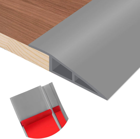 Floor Transition Strip Self Adhesive Vinyl Door Threshold for Doorways Carpet Edging Trim Overlap Edge Reducer for Laminate Floor, Carpet, Tile (Gray, 2/5" to 3/5", 3.3Ft)