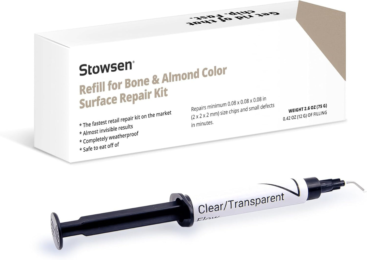 Refill for Bone & Almond Color Surface Repair Kit - Fix Chips & Defects in Minutes | Repair Tiles Bathroom Fixtures and Countertops with Ease | for Porcelain Ceramic Fiberglass Corian and More