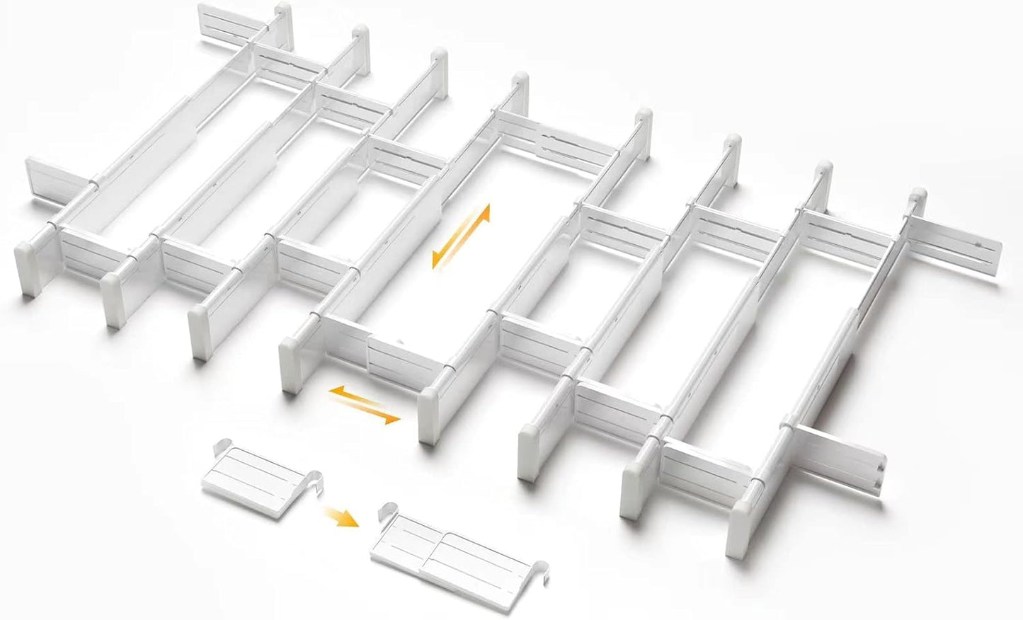 HiYZ Expandable Drawer Dividers with Inserts, Large Kitchen Utensils Drawers Divider, 2.36" High Adjustable Drawer Organizers Separators for Clothing,Kitchen Utensils,Tools,8 Dividers with 16 Inserts